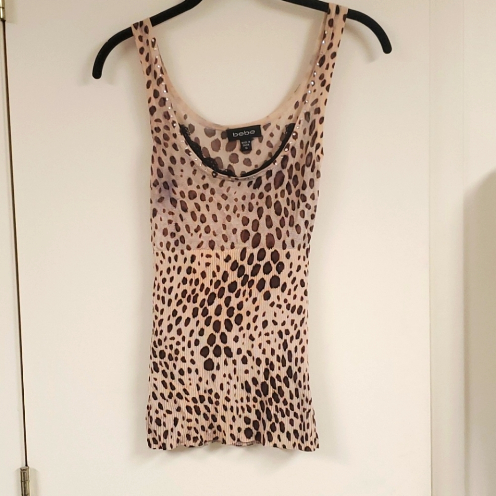 Lacey sheer leopard bebe top